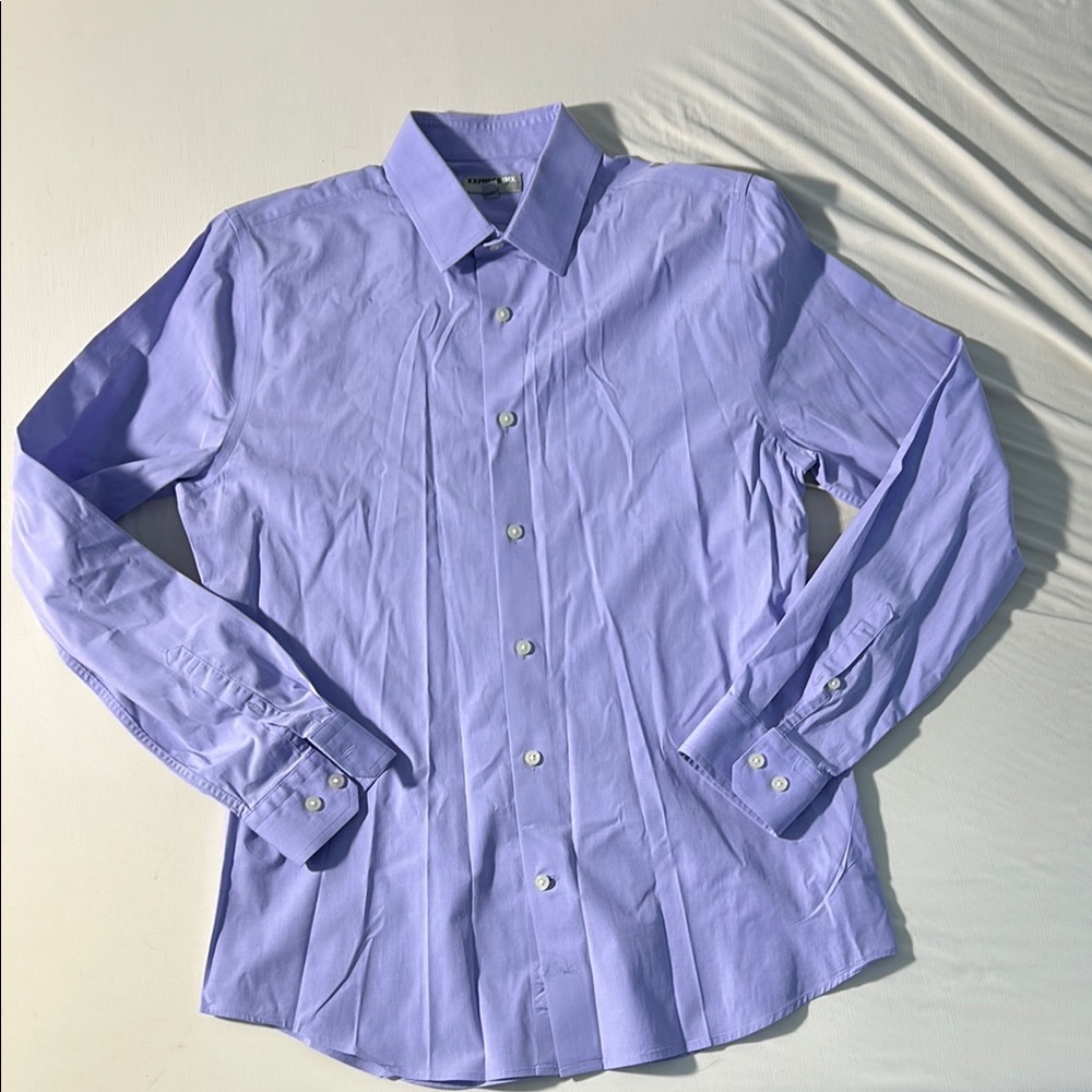 Express Men’s Lavender 1MX Fitted Button-Down Long-Sleeve Dress Shirt Medium